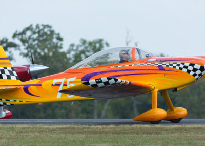 Colorful plane getting ready to perform